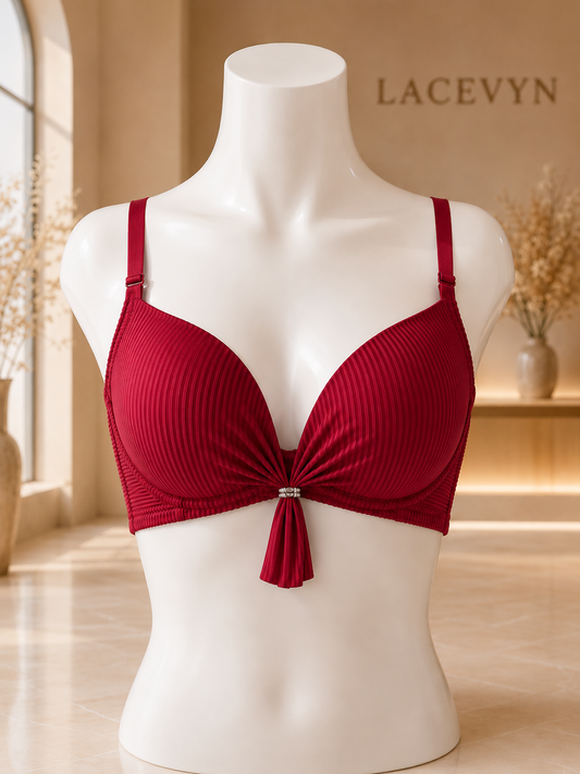 Elegant Ribbed Push-Up Bra for Women | Soft Padded Seamless Everyday Bra