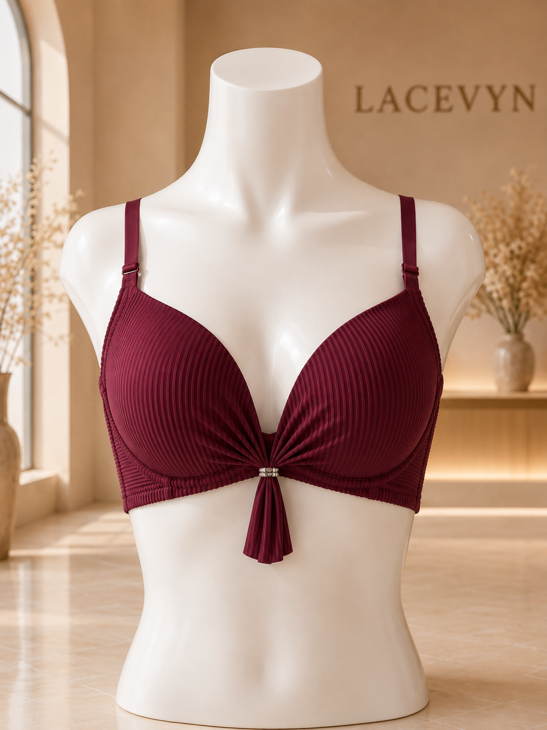Elegant Ribbed Push-Up Bra for Women | Soft Padded Seamless Everyday Bra