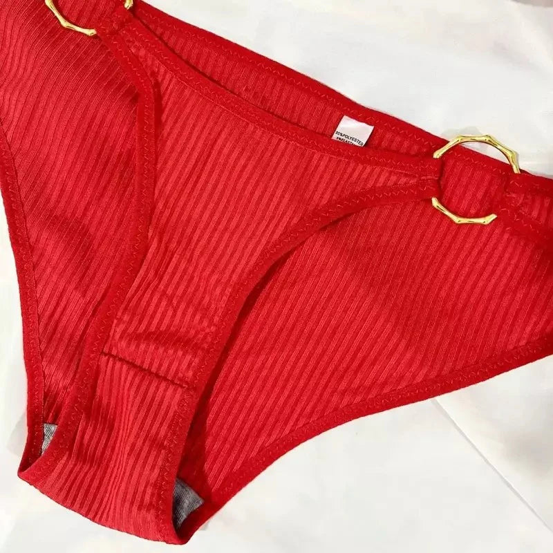 Metal Ring Push-Up Bra Set