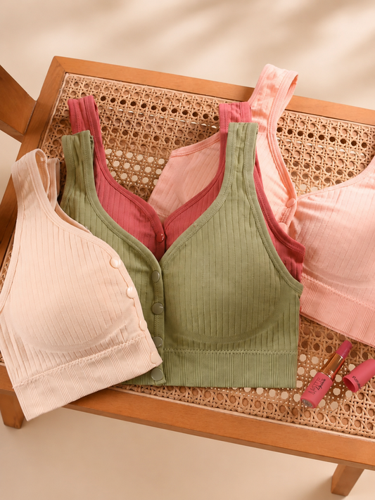 Wide-Strap Front-Button Nursing & Sports Bra