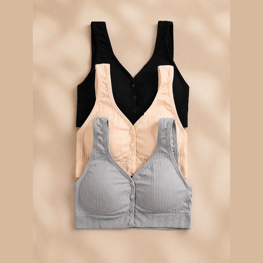 Wide-Strap Front-Button Nursing & Sports Bra