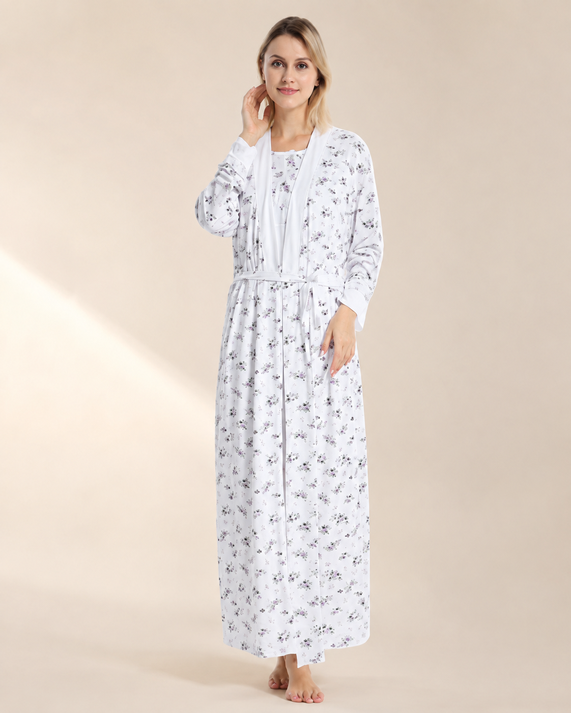 Floral Dream 3-Piece Women's Night Suit | Shirt, Trouser & Gown