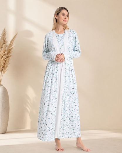 Floral Dream 3-Piece Women's Night Suit | Shirt, Trouser & Gown