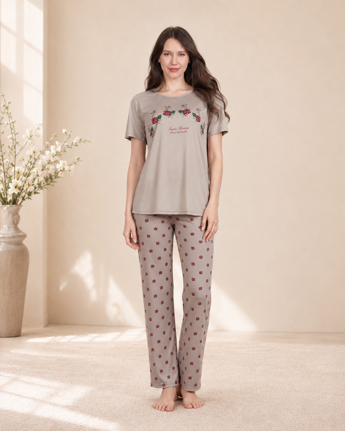 Elegance soft and printed 2 peices night dress