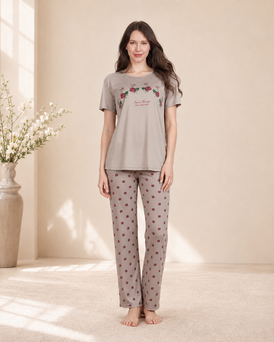 Elegance soft and printed 2 peices night dress