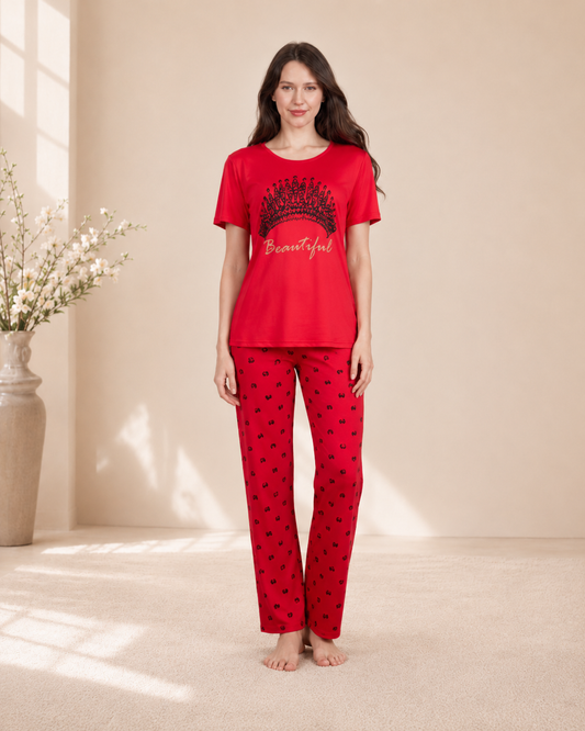 Elegance soft and printed 2 peices night dress