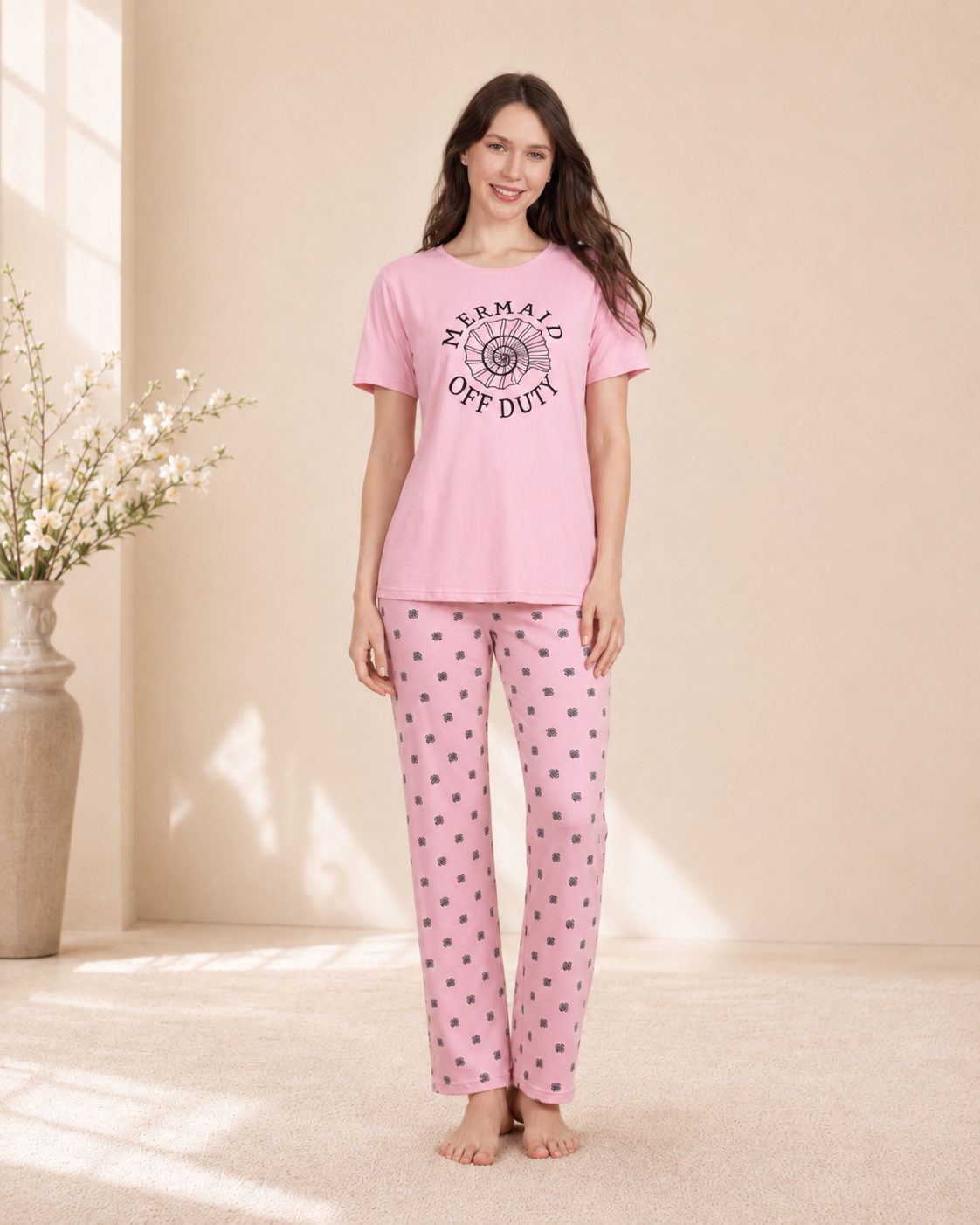 Elegance soft and printed 2 peices night dress