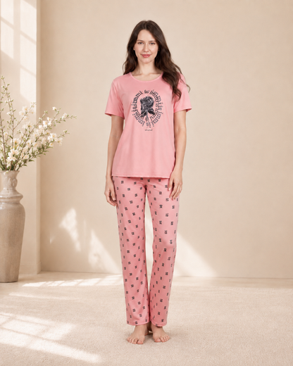 Elegance soft and printed 2 peices night dress