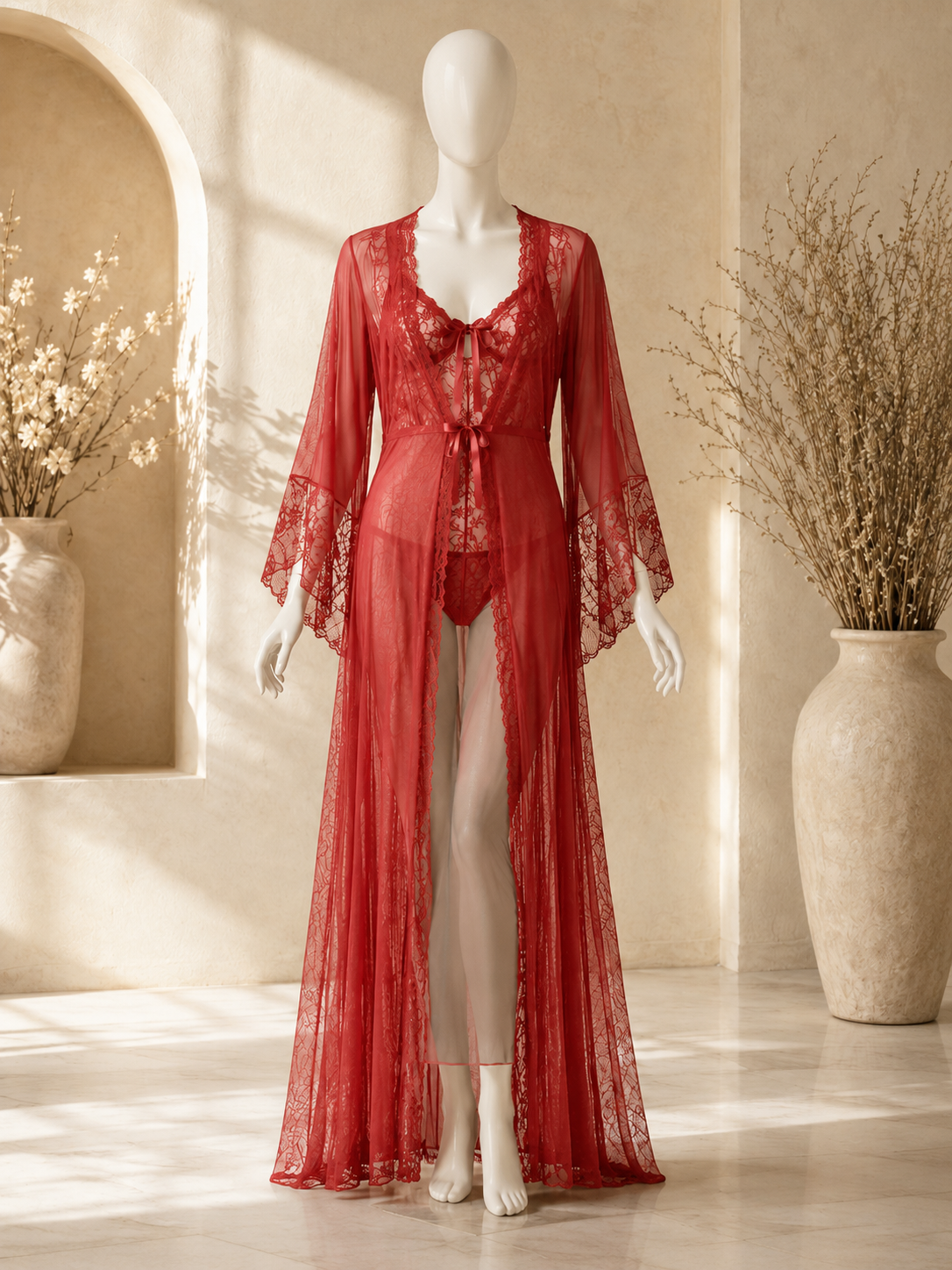 Noir Étoile™ Sheer Lace Robe Set