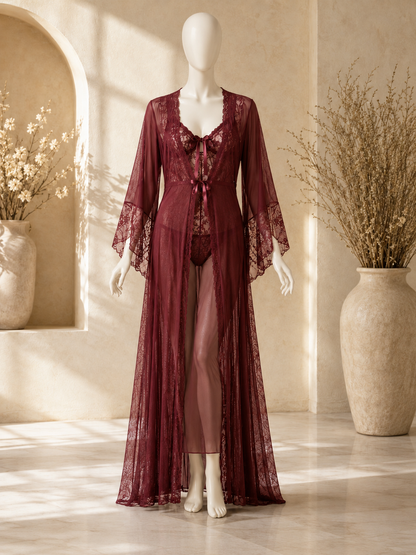 Noir Étoile™ Sheer Lace Robe Set