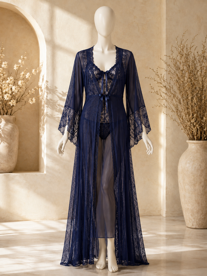 Noir Étoile™ Sheer Lace Robe Set