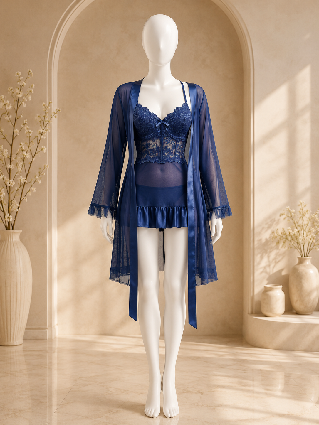Azure Allure™ Lace Robe Set