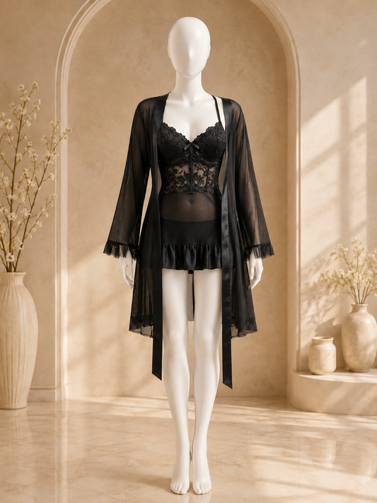 Azure Allure™ Lace Robe Set