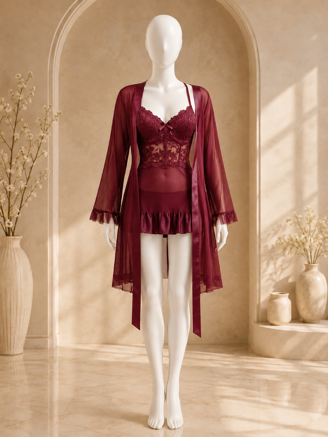 Azure Allure™ Lace Robe Set