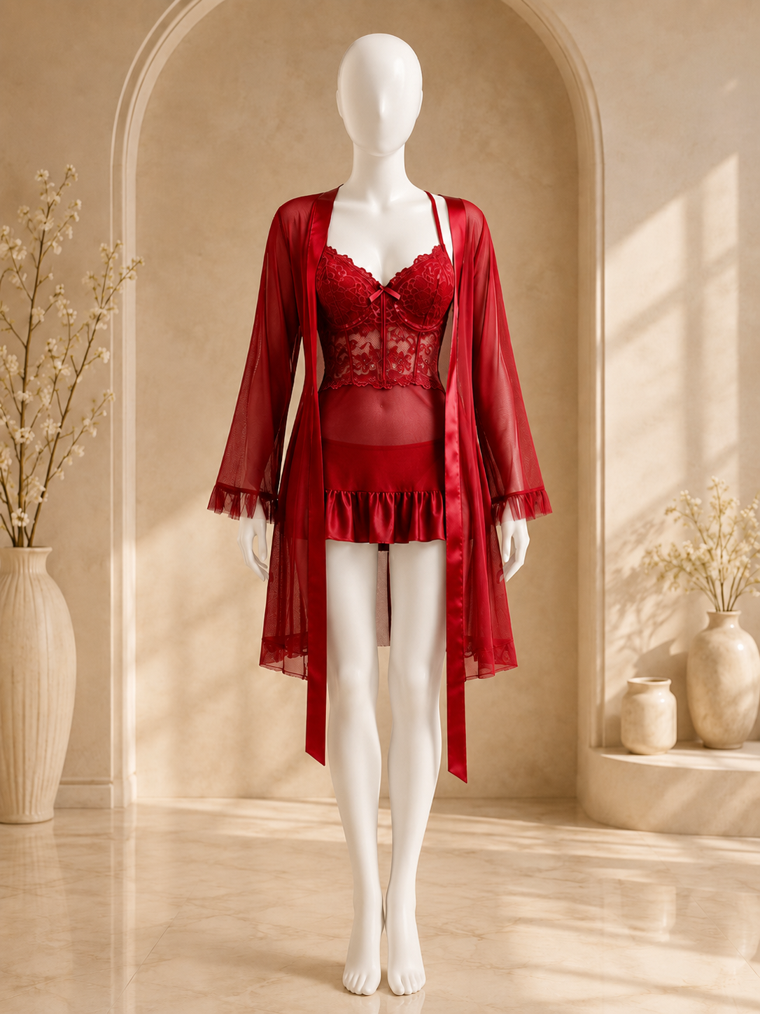Azure Allure™ Lace Robe Set