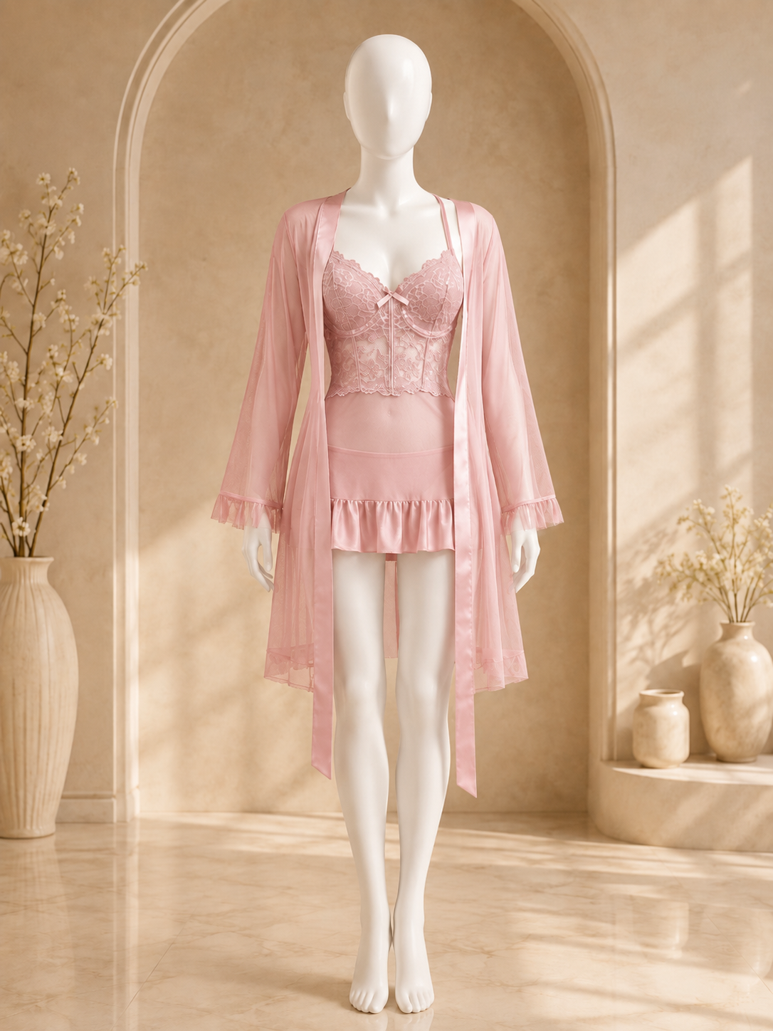Azure Allure™ Lace Robe Set