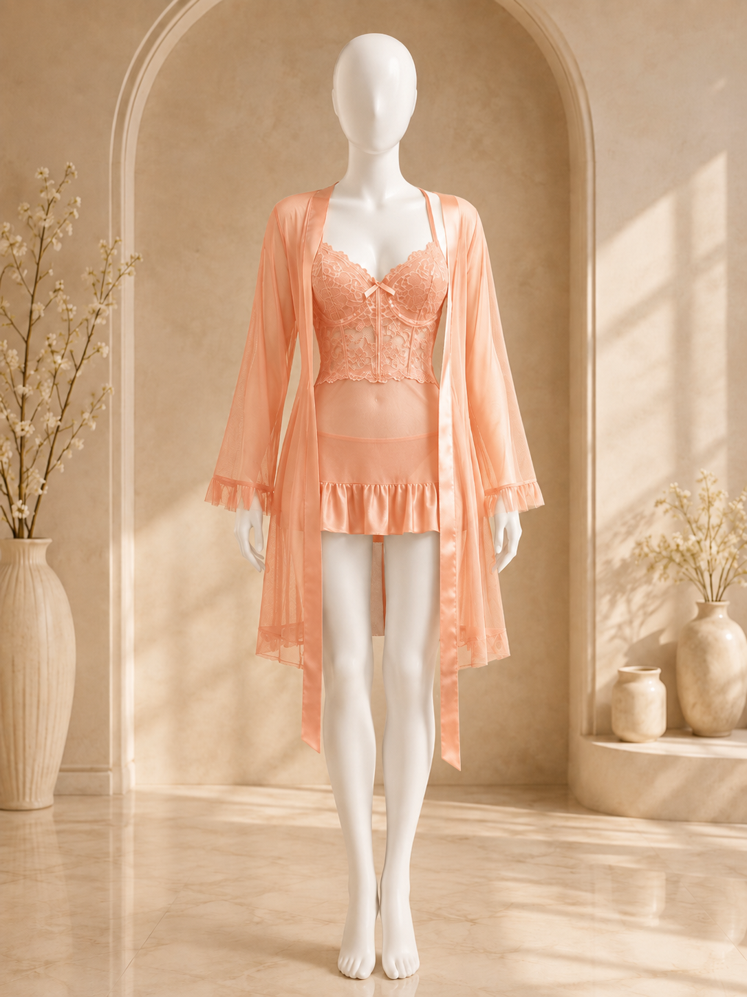 Azure Allure™ Lace Robe Set