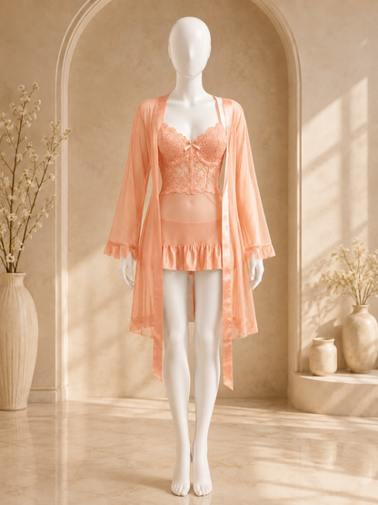 Azure Allure™ Lace Robe Set