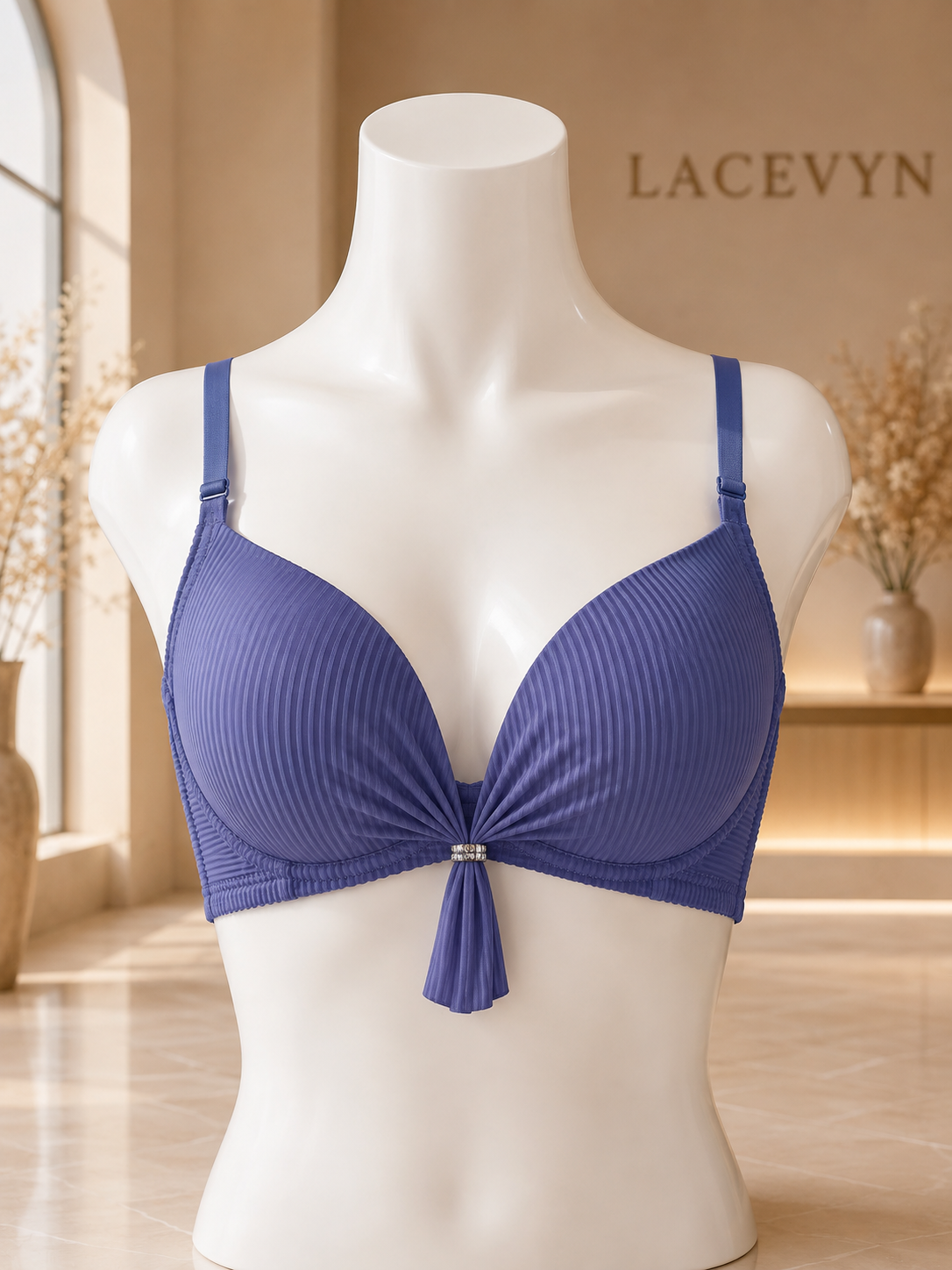 Elegant Ribbed Push-Up Bra for Women | Soft Padded Seamless Everyday Bra