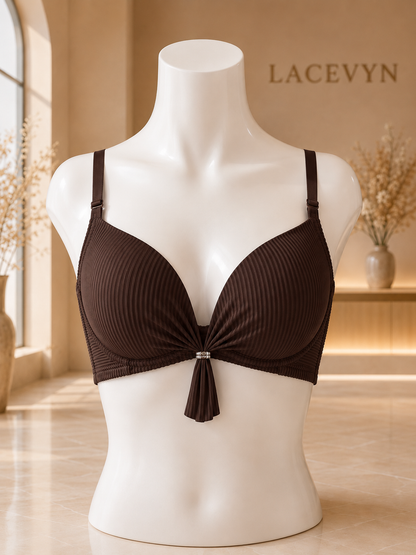 Elegant Ribbed Push-Up Bra for Women | Soft Padded Seamless Everyday Bra
