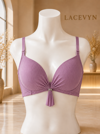 Elegant Ribbed Push-Up Bra for Women | Soft Padded Seamless Everyday Bra