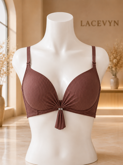 Elegant Ribbed Push-Up Bra for Women | Soft Padded Seamless Everyday Bra