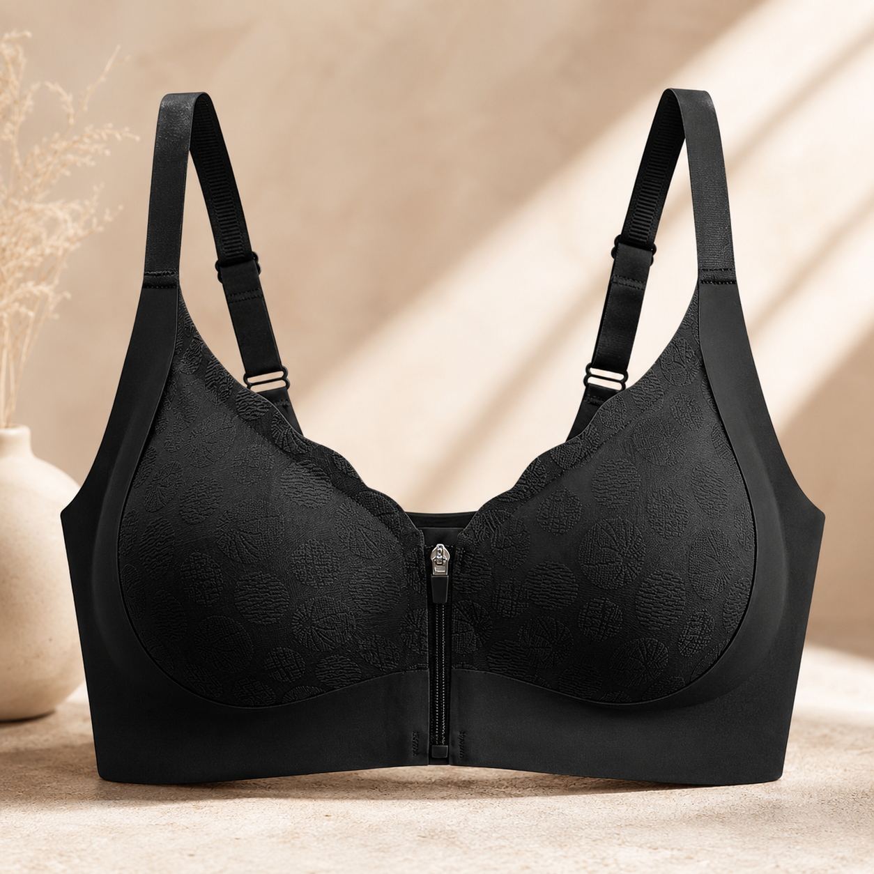 Women’s Wire-Free Compression Sports Bra with Fixed Cups, Medium Support