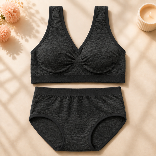 Lacevyn Textured Comfort Bra & Panty Set
