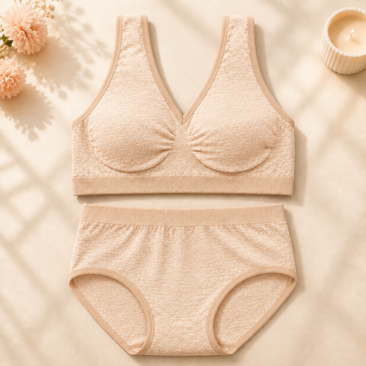 Lacevyn Textured Comfort Bra & Panty Set