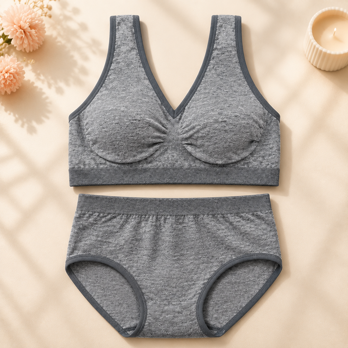 Lacevyn Textured Comfort Bra & Panty Set