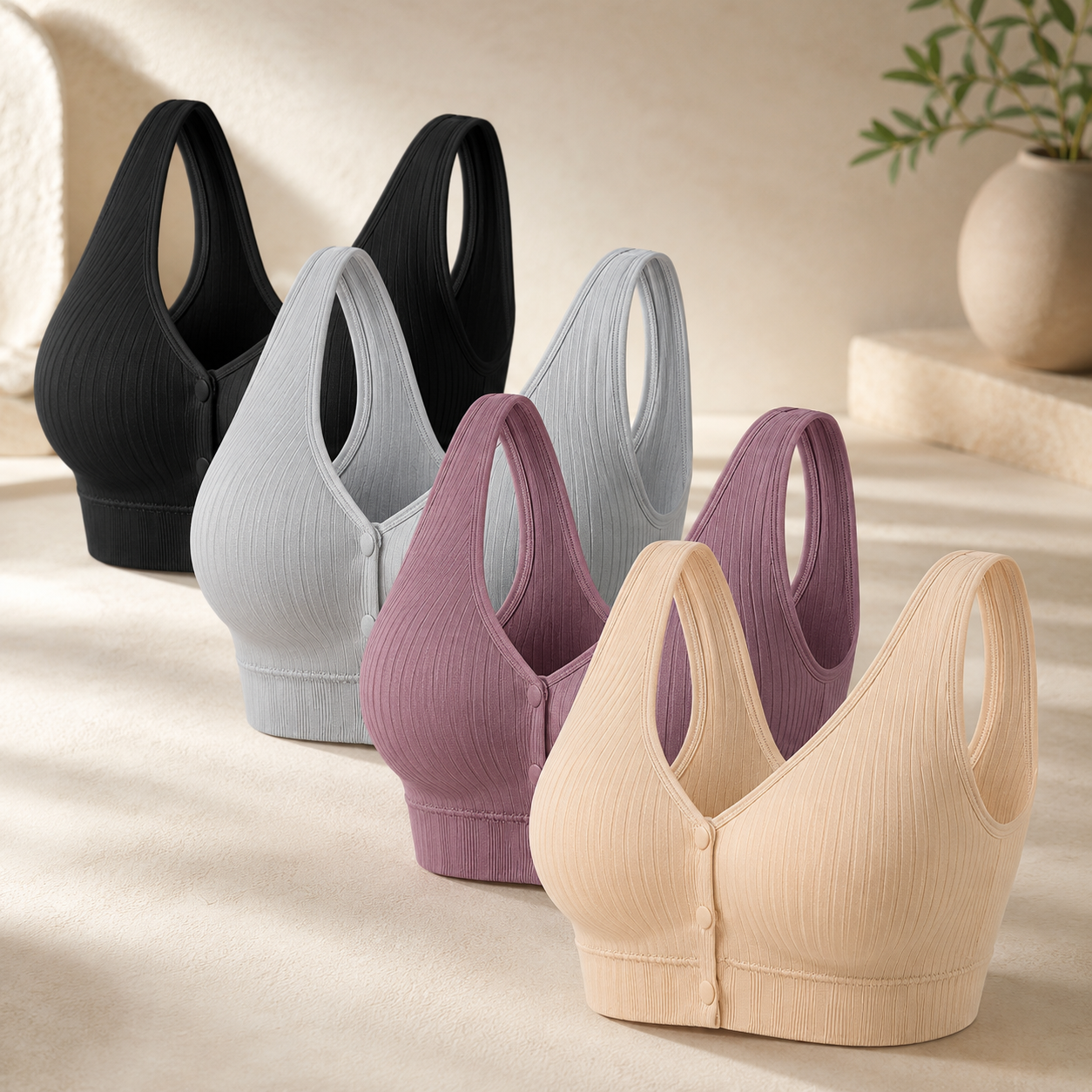 Wide-Strap Front-Button Nursing & Sports Bra