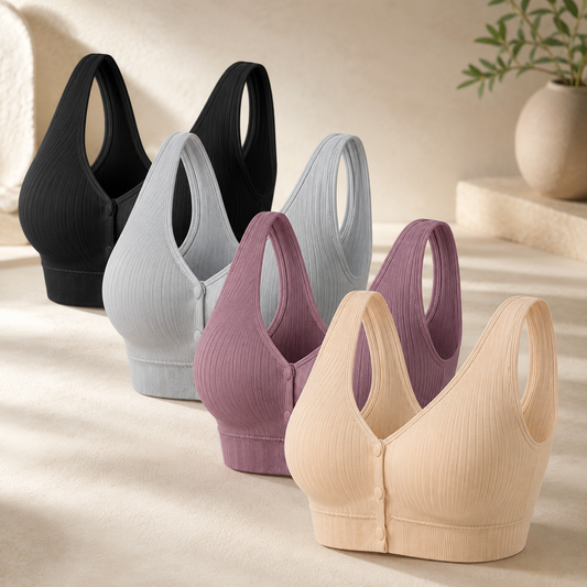 Wide-Strap Front-Button Nursing & Sports Bra