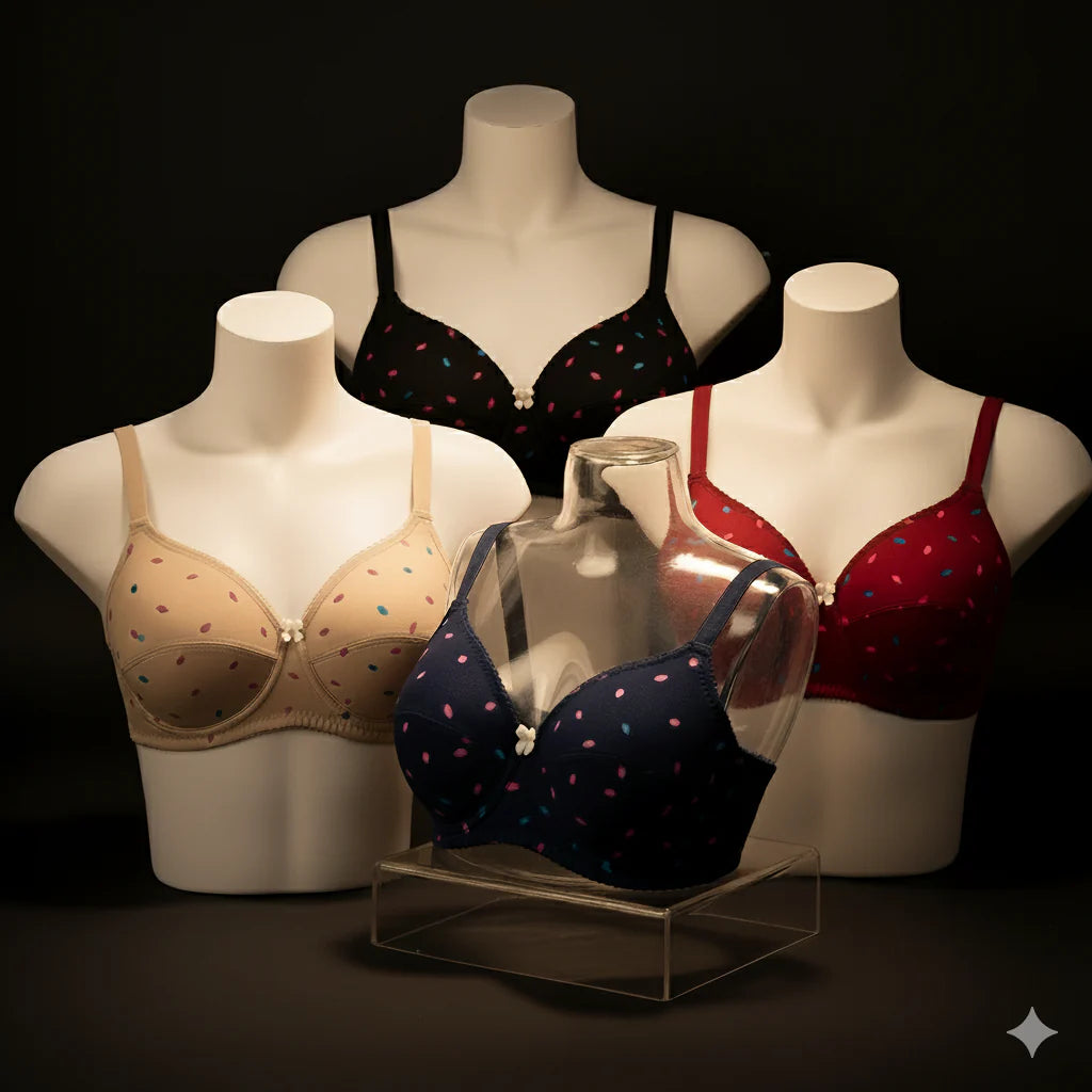 1 Pc Light Padded Cotton Printed Soft & Breathable Bra