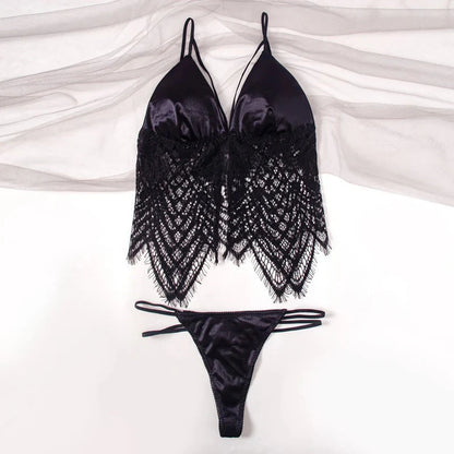 Satin Lace Lingerie Set