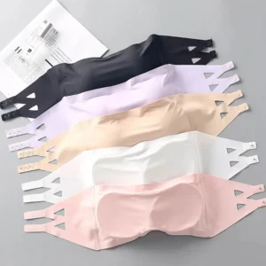 Pack Of 3 Breathable Ice Silk Padded Tube Top Strapless Bra – Adjustable, Wrapped & Summer-Friendly Bra for Women