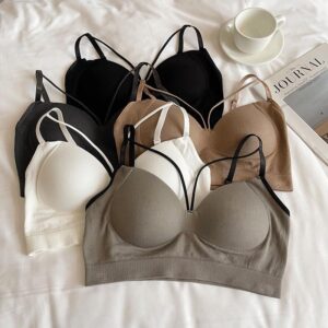 Pack of 3 Comfortable Gathered Seamless No-Steel Ring Thin Strap Bra for Girls & Women