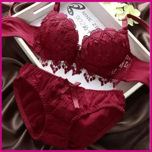 Flourish Women Lace embroidered Push Up Underwire Bra And Panty Set