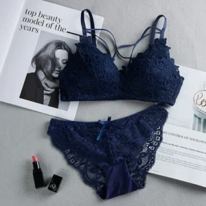 Women's Set Wire Free Push Up Lace Female Underwear Set Transparent Panties Seamless Female Underwear and Panty Set