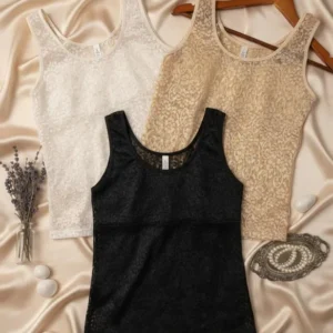Pack of 3 Lace Camisole Tank Tops for Women – Premium Soft Stretch Innerwear, Elegant Floral Lace Design, Comfortable Skin, Black & White